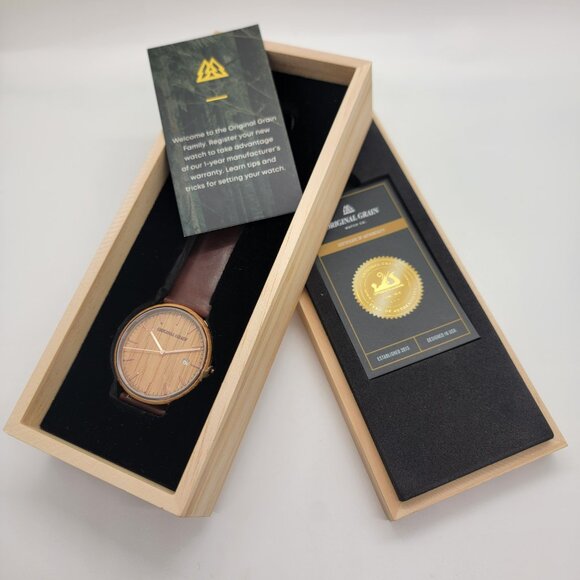 New Original Grain Men Watch Whiskey Espresso Minimalist 40mm Italian Leather - Picture 16 of 16